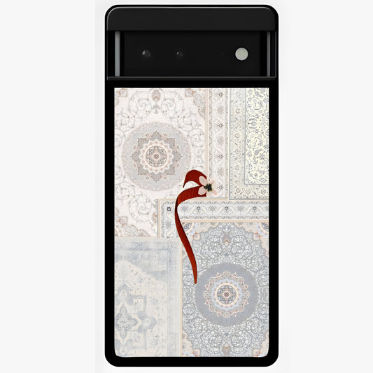 White Aesthetic Bow Glass Case showing flat back view with minimal bow artwork and glossy glass finish.