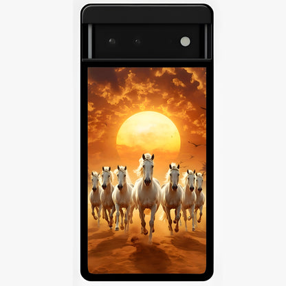 Wild Sunset Majesty Glass Case showing flat back view with majestic sunset landscape artwork and glossy glass finish.