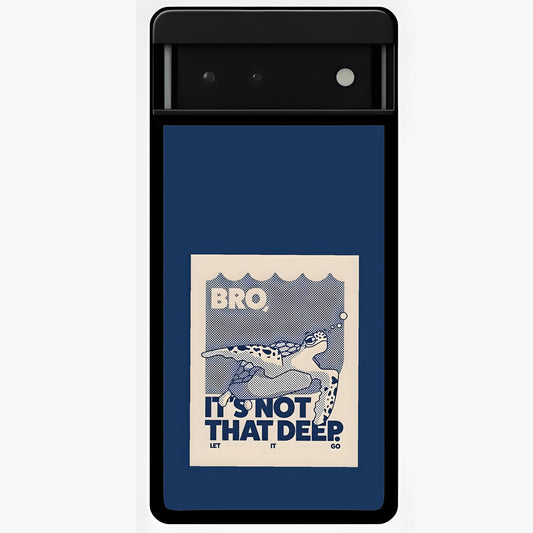 Worry Less Swim Glass Case showing flat back view with playful motivational artwork and glossy glass finish.