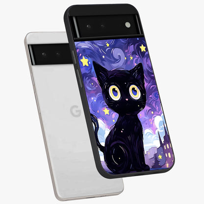 Abstract Cat Art Glass Case displayed in angled mockup highlighting modern abstract cat artwork and sleek glass surface.