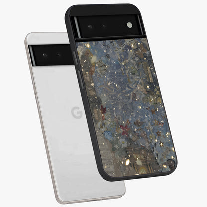 Aesthetic Astrolophia Glass Case displayed in angled mockup highlighting artistic aesthetic elements and smooth glass surface.