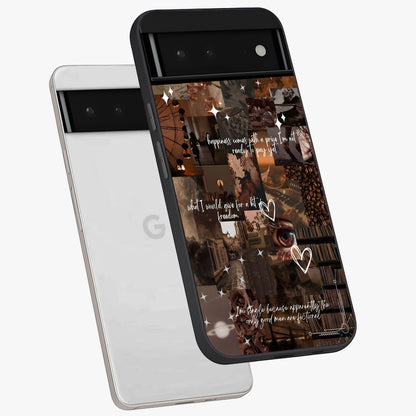 Bittersweet Aesthetic Chaos Glass Case displayed in angled mockup highlighting expressive abstract artwork and edgy aesthetic theme.