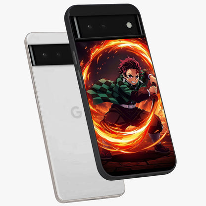 Blazing Sword Resolve Glass Case displayed in angled mockup highlighting powerful sword illustration and bold fantasy theme.