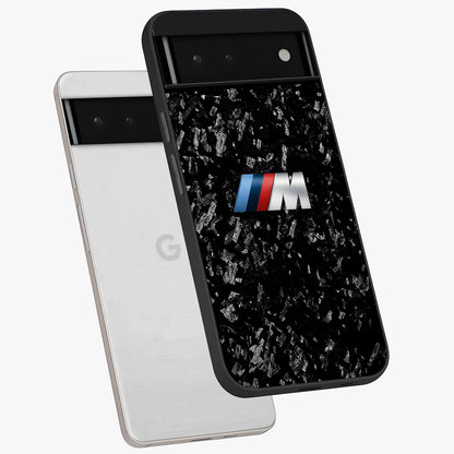 Carbon Speed Mark Glass Case displayed in angled mockup highlighting racing inspired carbon design and sleek aesthetic style.