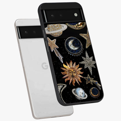 Celestial Gem Constellations Glass Case displayed in angled mockup highlighting gemstone inspired constellation design.