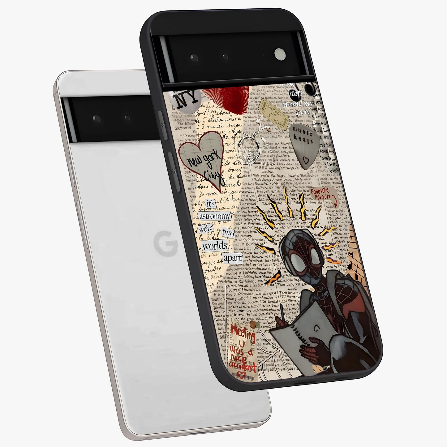 City Dream Sketch Glass Case displayed in angled mockup highlighting minimal city illustration with aesthetic sketch style.