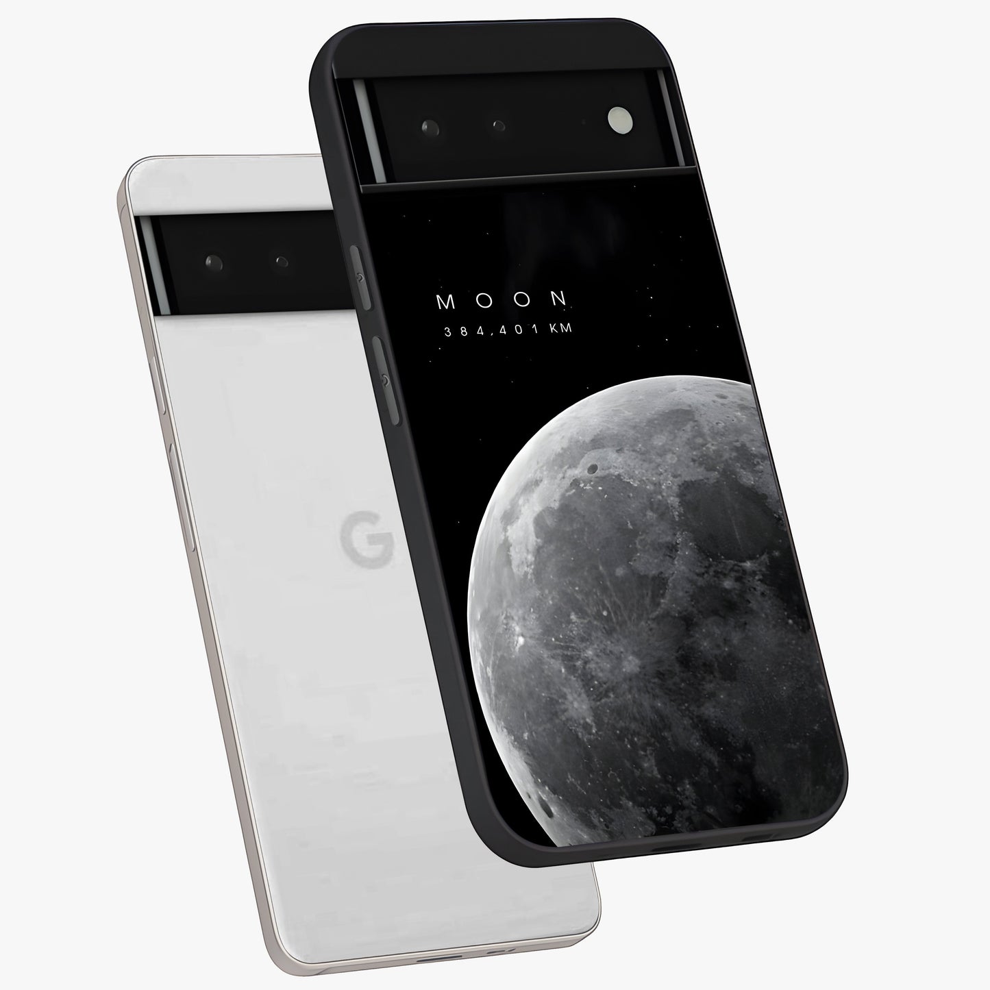 Cosmic Moon Glow Glass Case displayed in angled mockup highlighting celestial moon design with cosmic aesthetic theme.