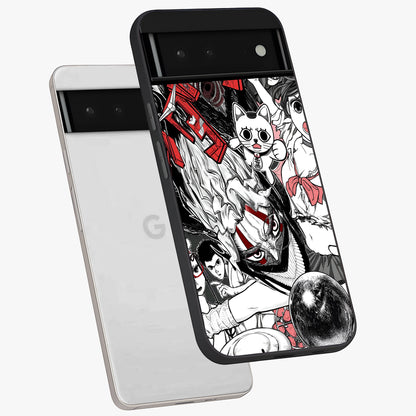 Crimson Chaos Panel Glass Case displayed in angled mockup highlighting chaotic panel style design with modern graphic theme.