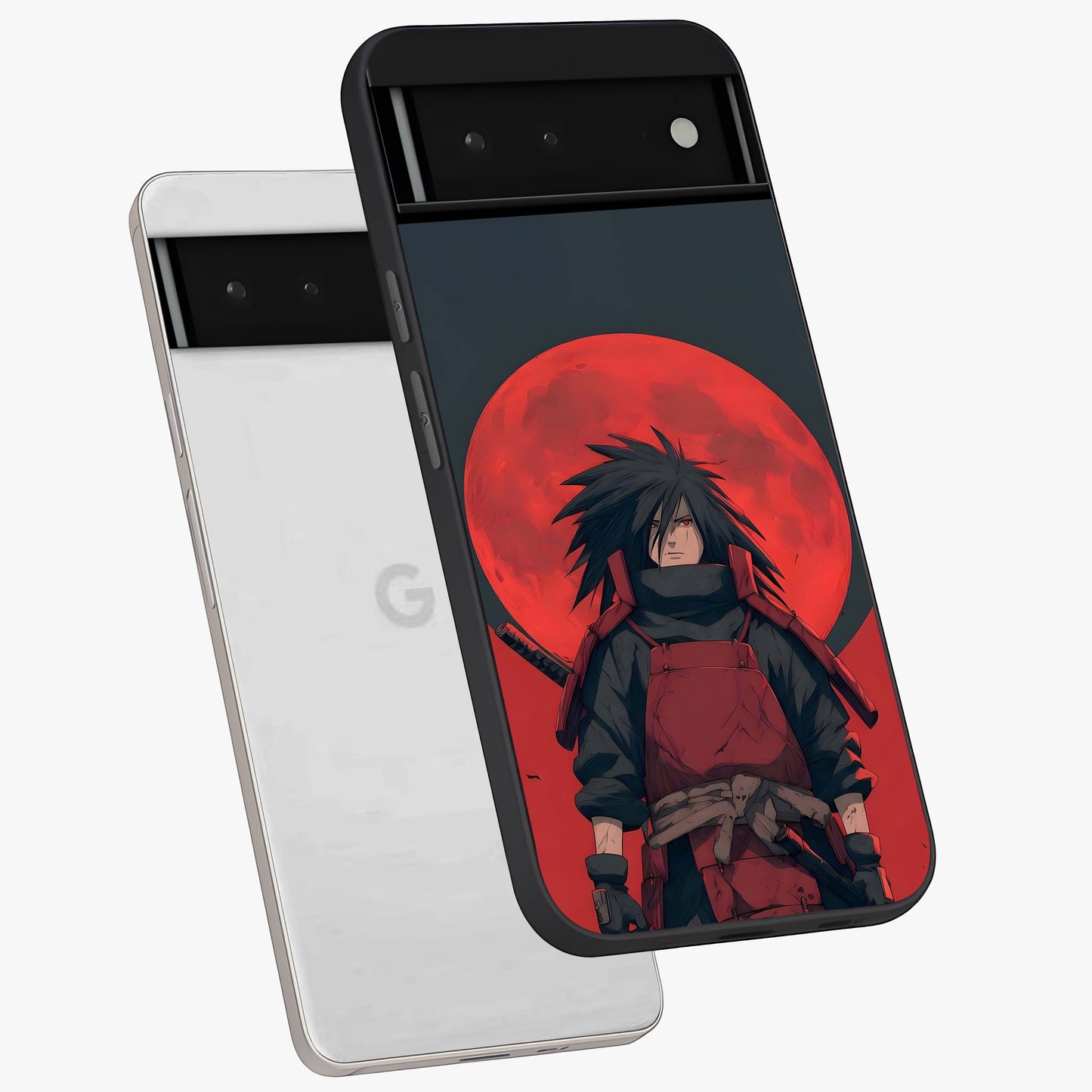 Crimson Moon Warlord Glass Case displayed in angled mockup highlighting dramatic crimson moon design with fantasy aesthetic.