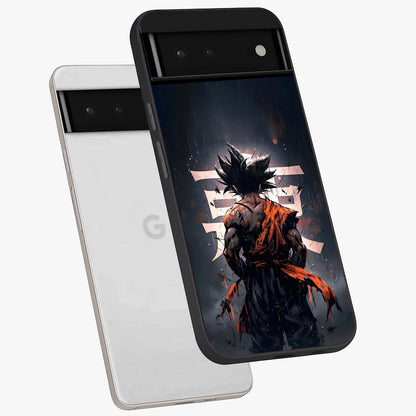 Dark Warrior In Rain Glass Case displayed in angled mockup highlighting dramatic warrior illustration with dark rain aesthetic.