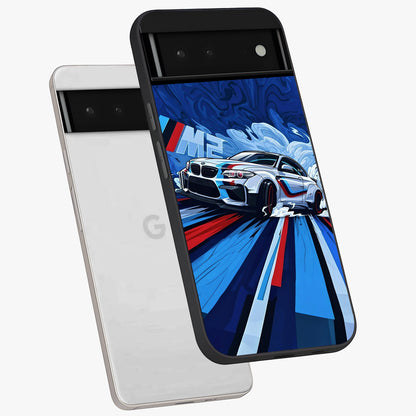 Drift Power Rush Glass Case displayed in angled mockup highlighting powerful drift car design with sporty aesthetic style.