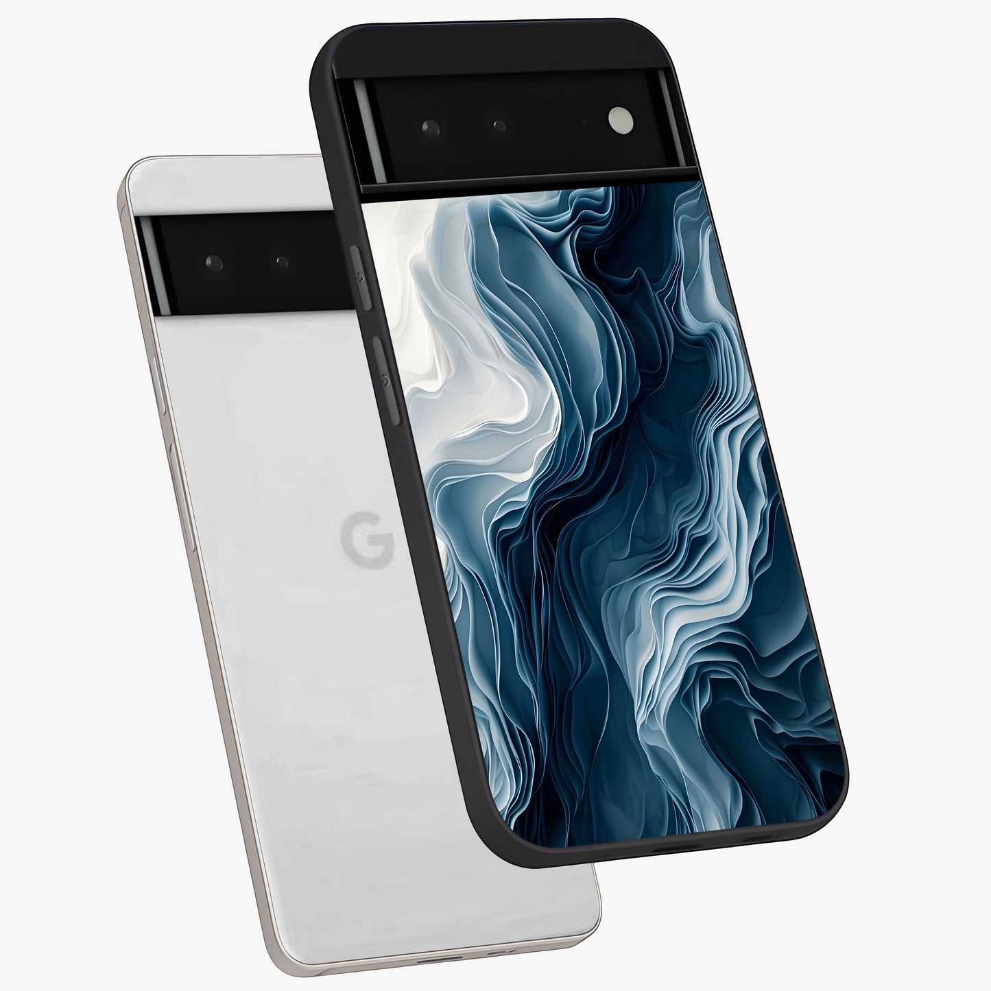 Ethereal Paper Marble Glass Case displayed in angled mockup highlighting elegant marble pattern with modern aesthetic style.