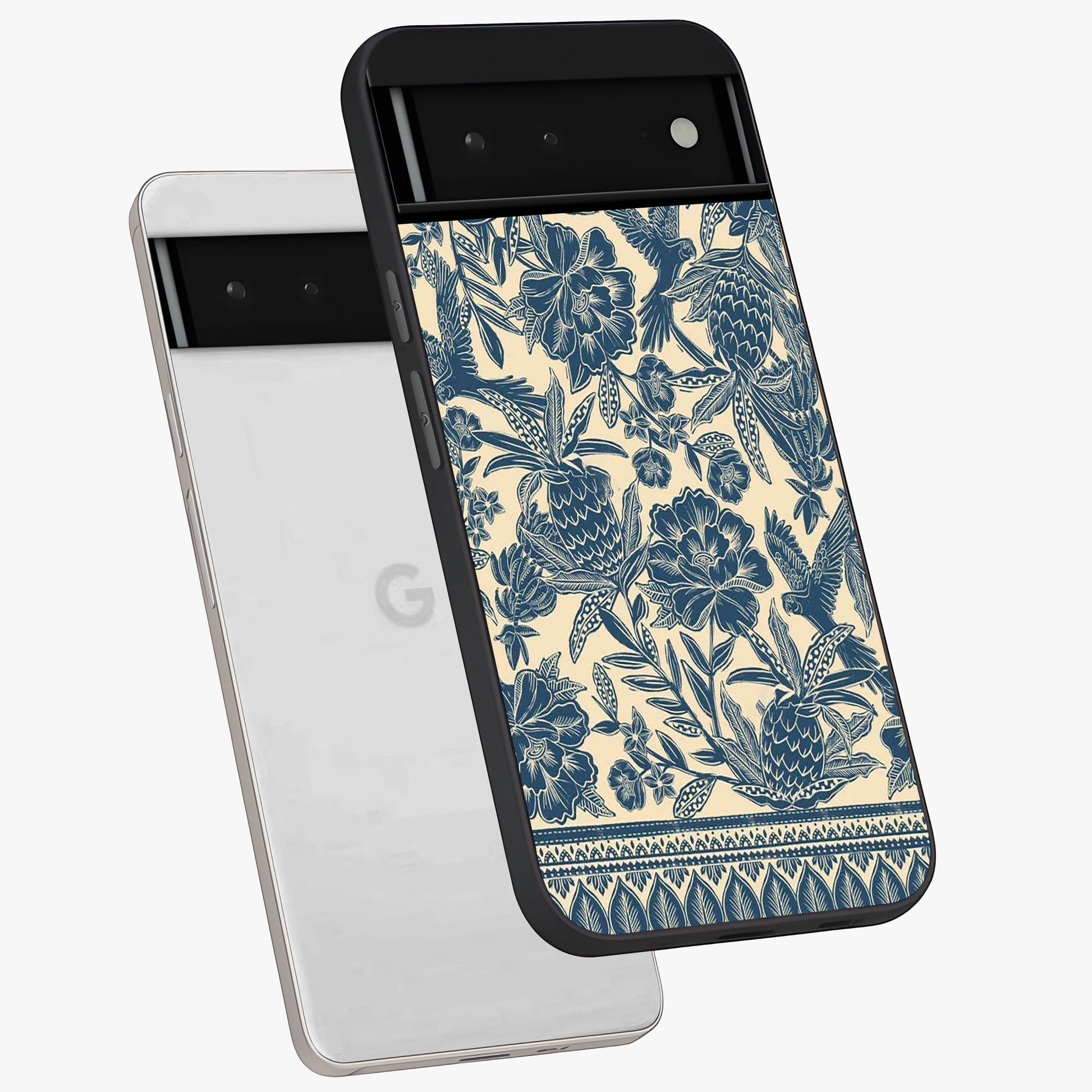 Heirloom Wild Bloom Glass Case displayed in angled mockup highlighting botanical bloom design with classic aesthetic style.