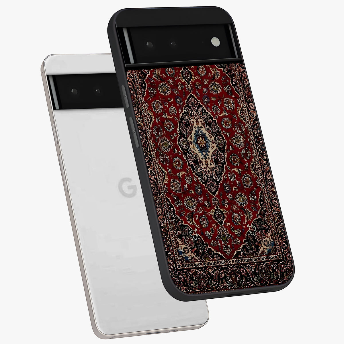 Heritage Carpet Royale Glass Case displayed in angled mockup highlighting intricate royal carpet design with heritage aesthetic.