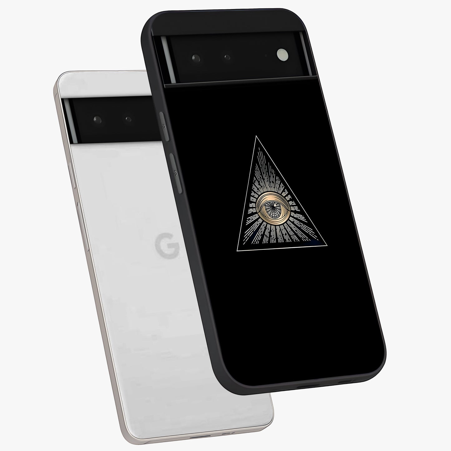 Illuminati Evil Glass Case displayed in angled mockup highlighting dark occult inspired design with bold aesthetic style.