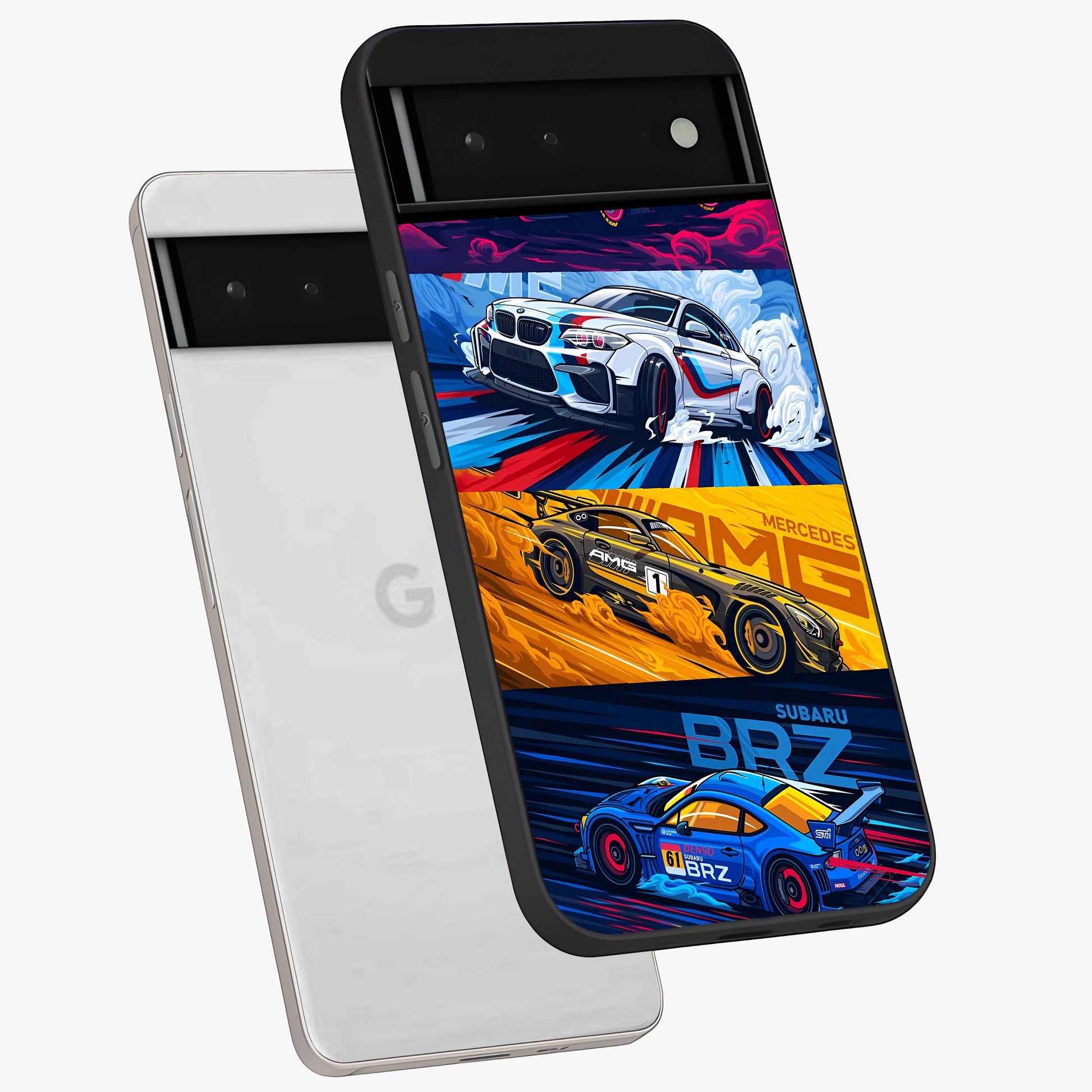 JDM Sports Car Glass Case displayed in angled mockup highlighting sleek Japanese racing car design with automotive aesthetic.