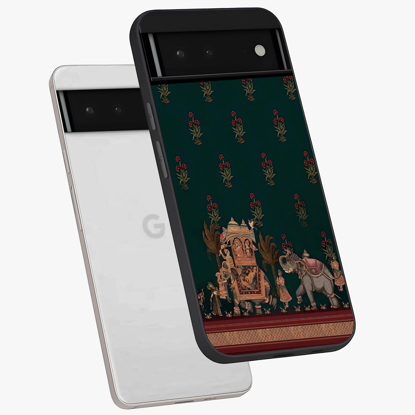 Macmerise Glass Case displayed in angled mockup highlighting trendy graphic design with sleek aesthetic style.