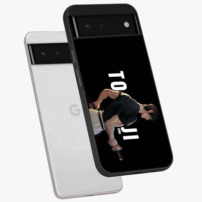 Midnight Blade Resolve Glass Case displayed in angled mockup highlighting powerful blade illustration with dramatic dark aesthetic.