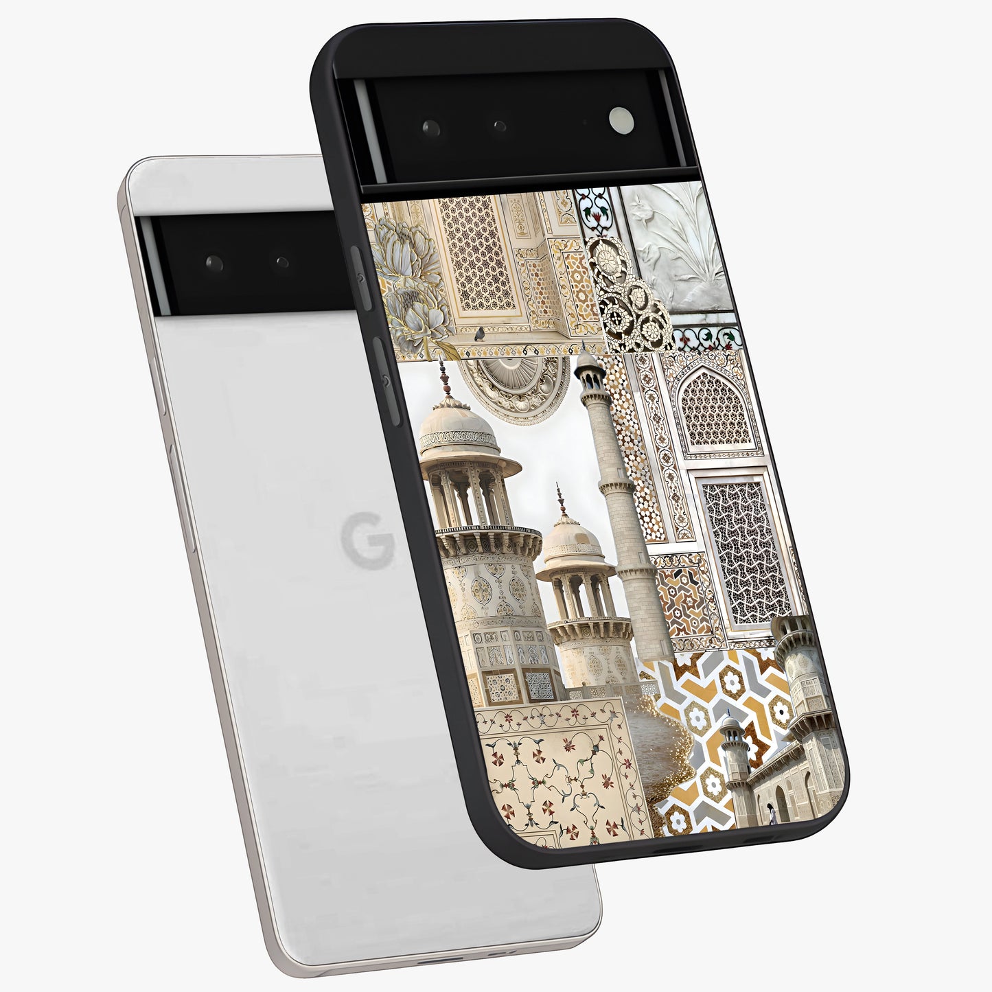 Mughal Marble Legacy Glass Case displayed in angled mockup highlighting elegant heritage marble artwork with royal aesthetic.