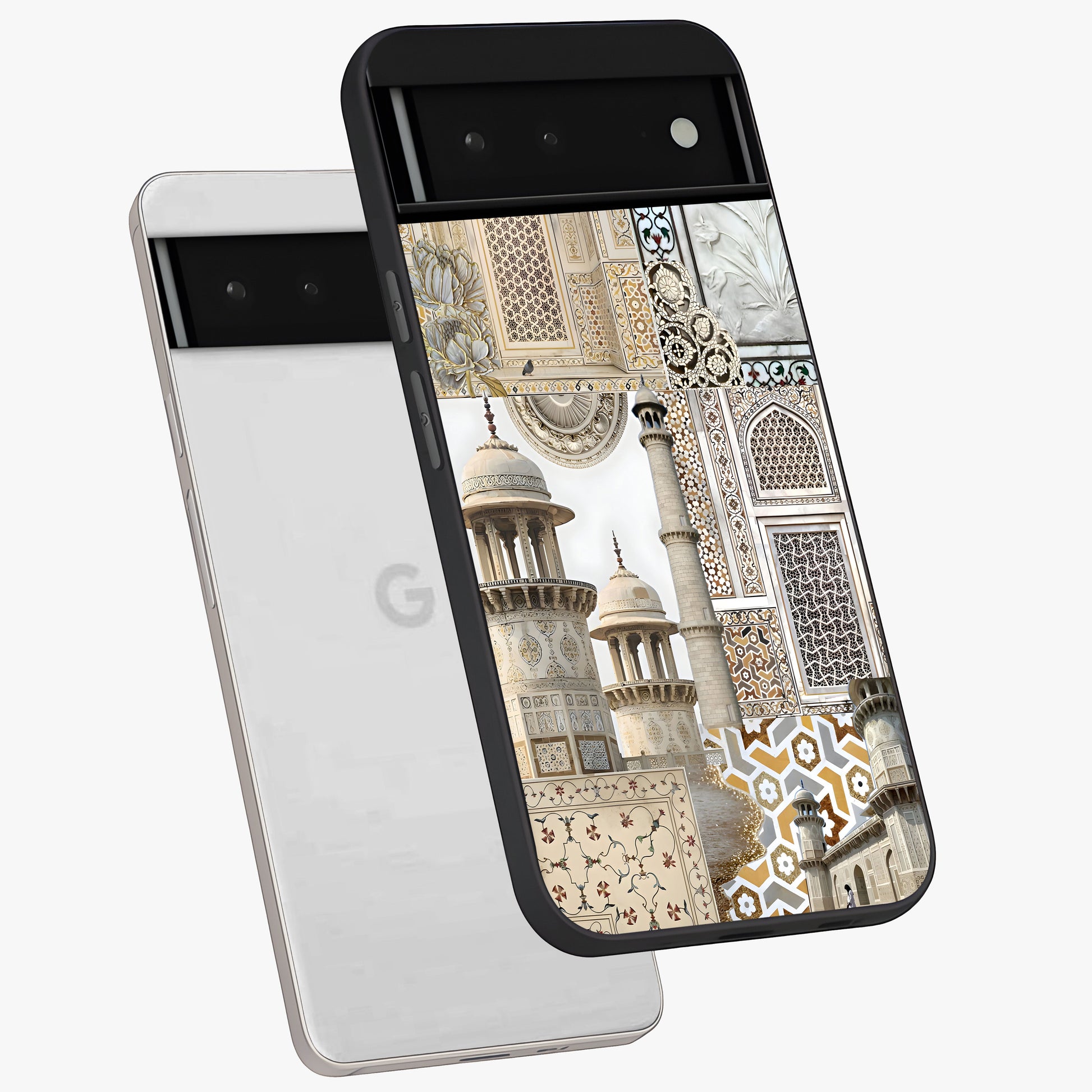 Mughal Marble Legacy Glass Case displayed in angled mockup highlighting elegant heritage marble artwork with royal aesthetic.
