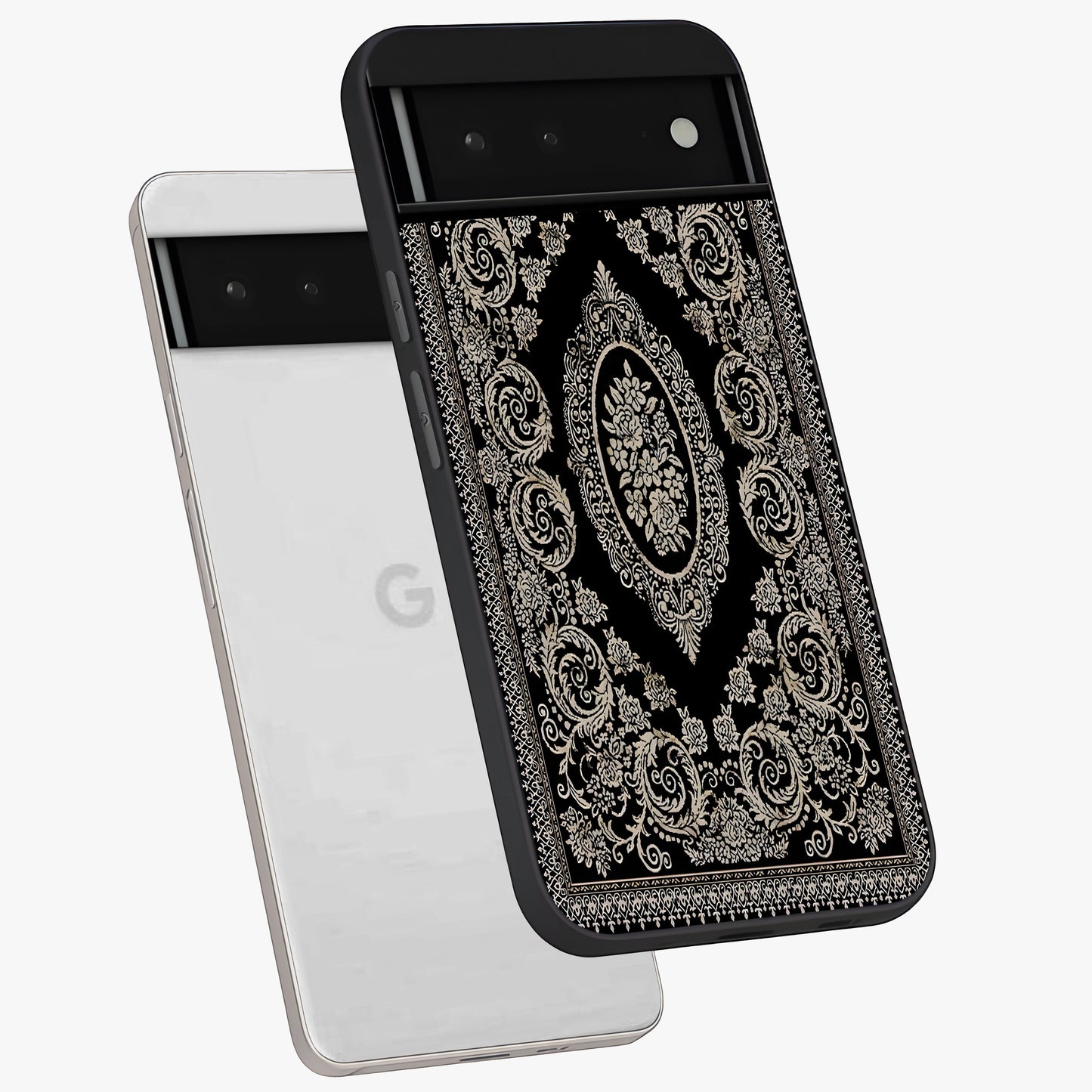 Noir Bloom Elegance Glass Case displayed in angled mockup highlighting refined flower design with stylish noir aesthetic.