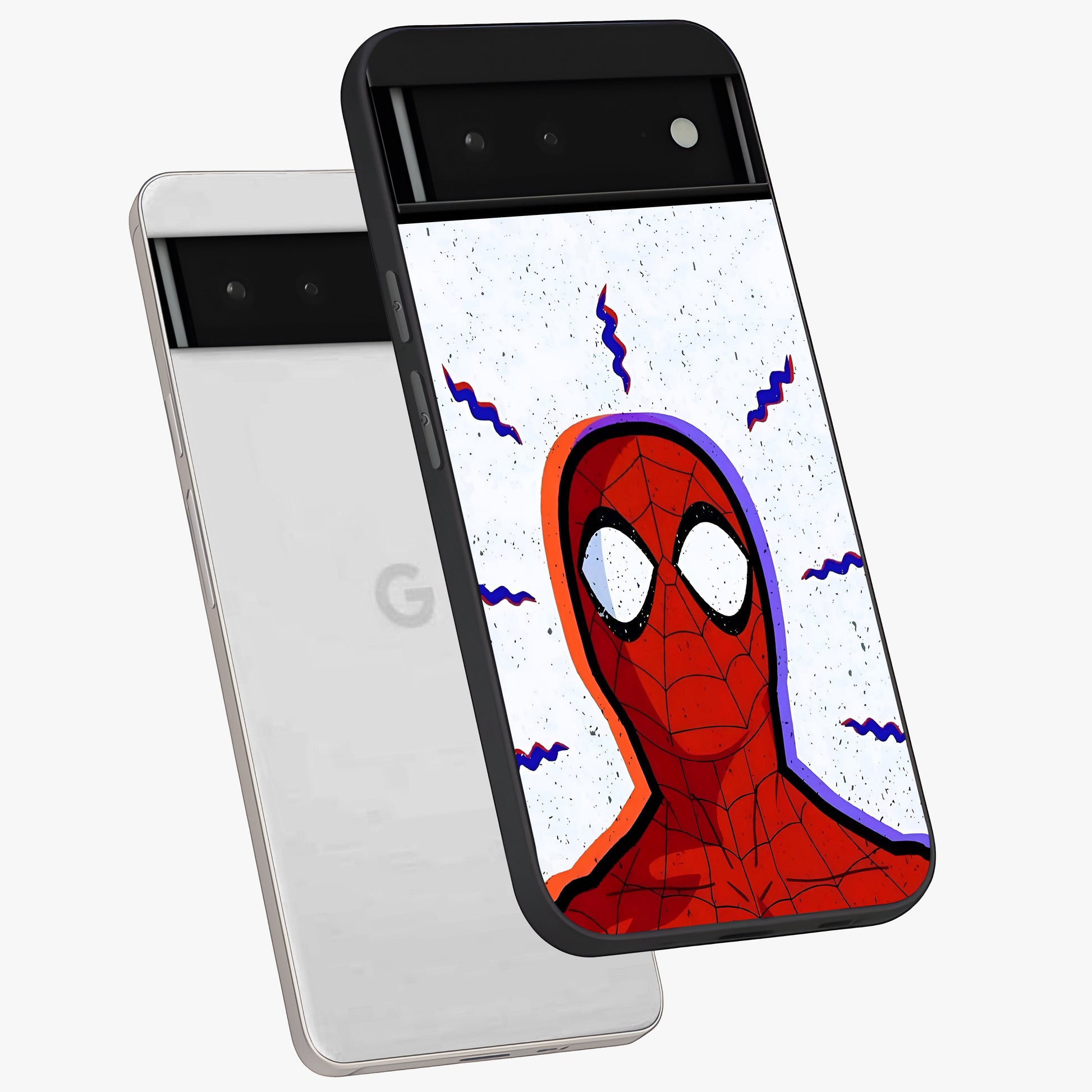 Omg Spiderman Glass Case displayed in angled mockup highlighting dynamic hero illustration with action comic aesthetic.