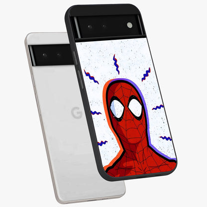 Omg Spiderman Glass Case displayed in angled mockup highlighting dynamic hero illustration with action comic aesthetic.