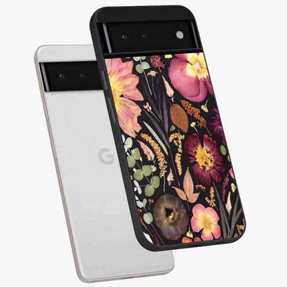 Petal Dream Tapestry Glass Case displayed in angled mockup highlighting decorative petal pattern with elegant botanical aesthetic.