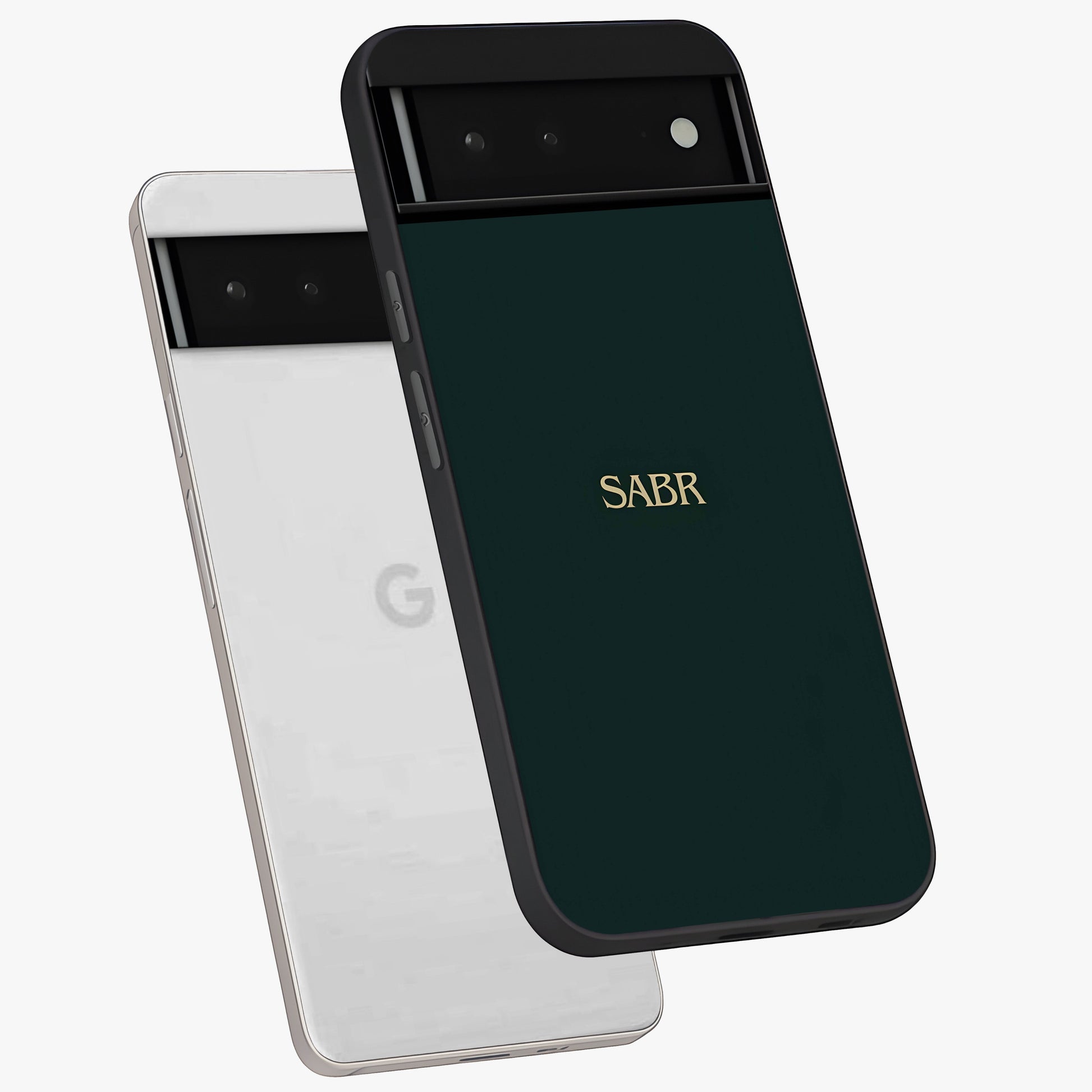 Sabr Minimal Patience Glass Case displayed in angled mockup highlighting simple inspirational design with clean aesthetic style.