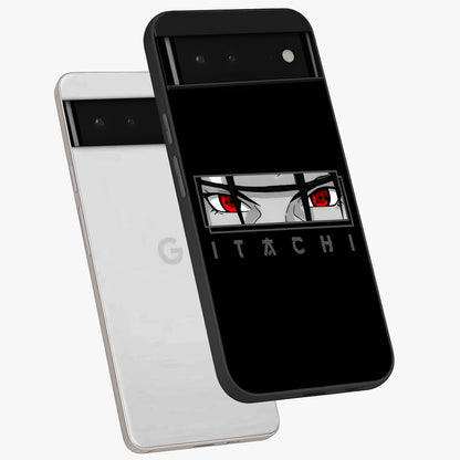 Scarlet Gaze Dominance Glass Case displayed in angled mockup highlighting intense visual design with bold scarlet aesthetic.