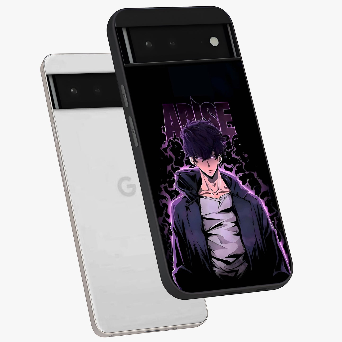 Shadow Monarch Awakening Glass Case displayed in angled mockup highlighting dramatic shadow warrior design with fantasy aesthetic.