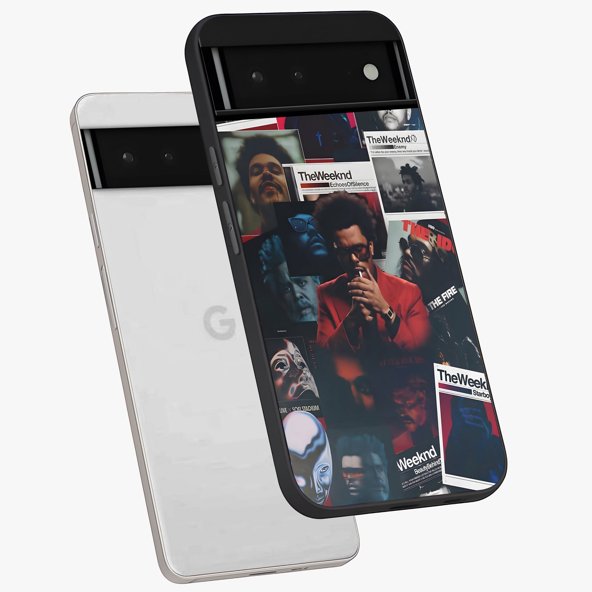 The Weeknd Glass Case displayed in angled mockup highlighting stylish pop culture inspired design with modern aesthetic.