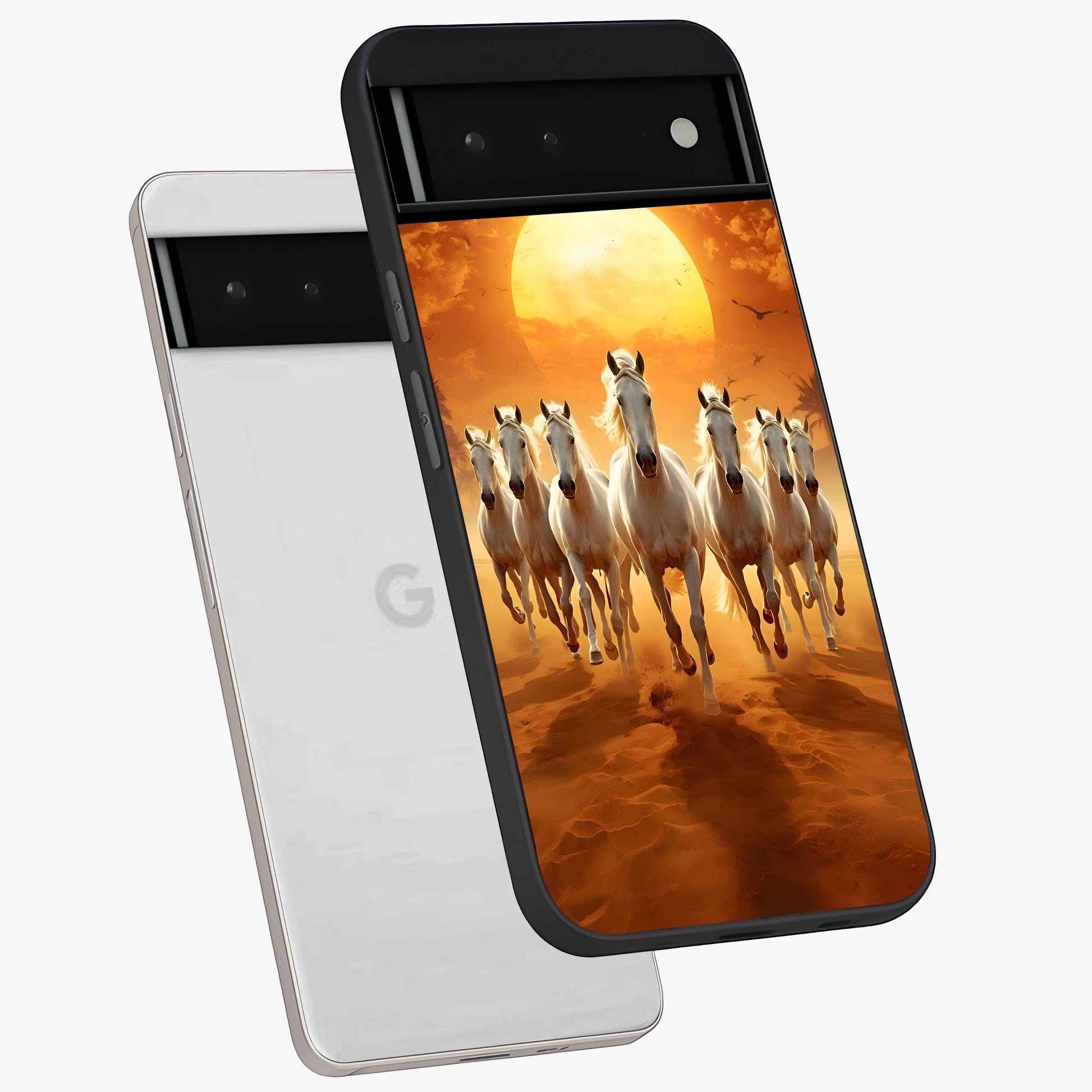 Wild Sunset Majesty Glass Case displayed in angled mockup highlighting vibrant sunset sky design with scenic aesthetic.
