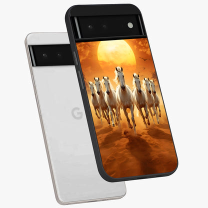 Wild Sunset Majesty Glass Case displayed in angled mockup highlighting vibrant sunset sky design with scenic aesthetic.
