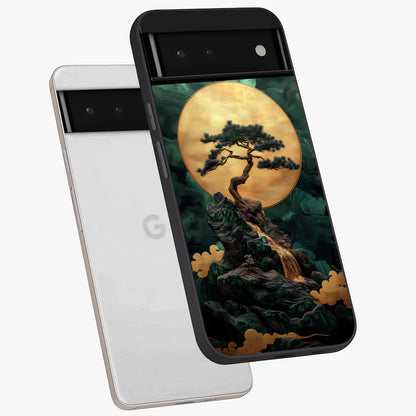 Zen Moon Rise Glass Case displayed in angled mockup highlighting peaceful lunar design with zen aesthetic style.