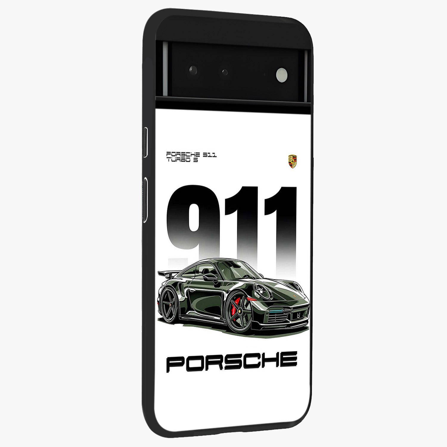 911 Turbo Dominance Glass Case upright perspective showcasing powerful racing design and modern automotive aesthetic.