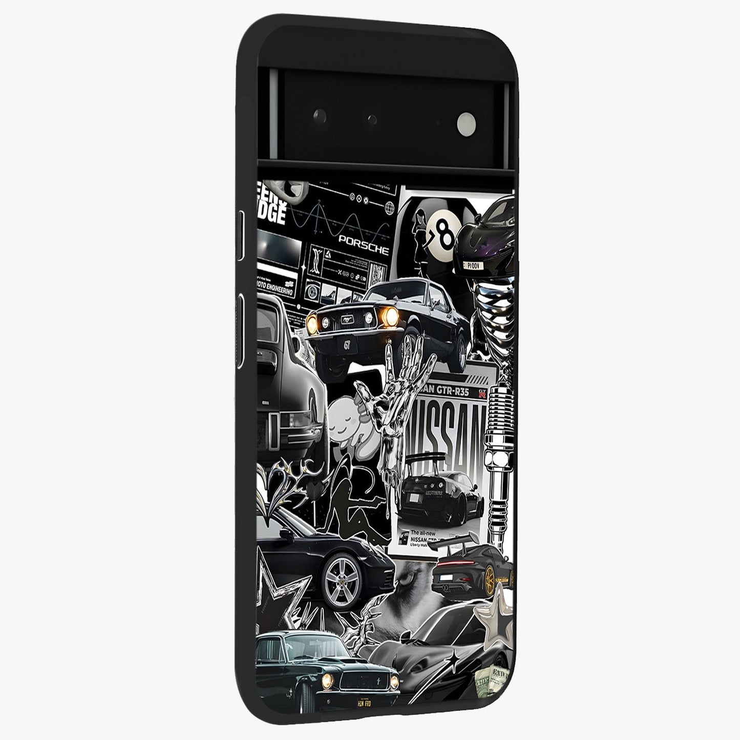 Aesthetic Dark Love Glass Case upright view showcasing dramatic romantic artwork with modern aesthetic style.