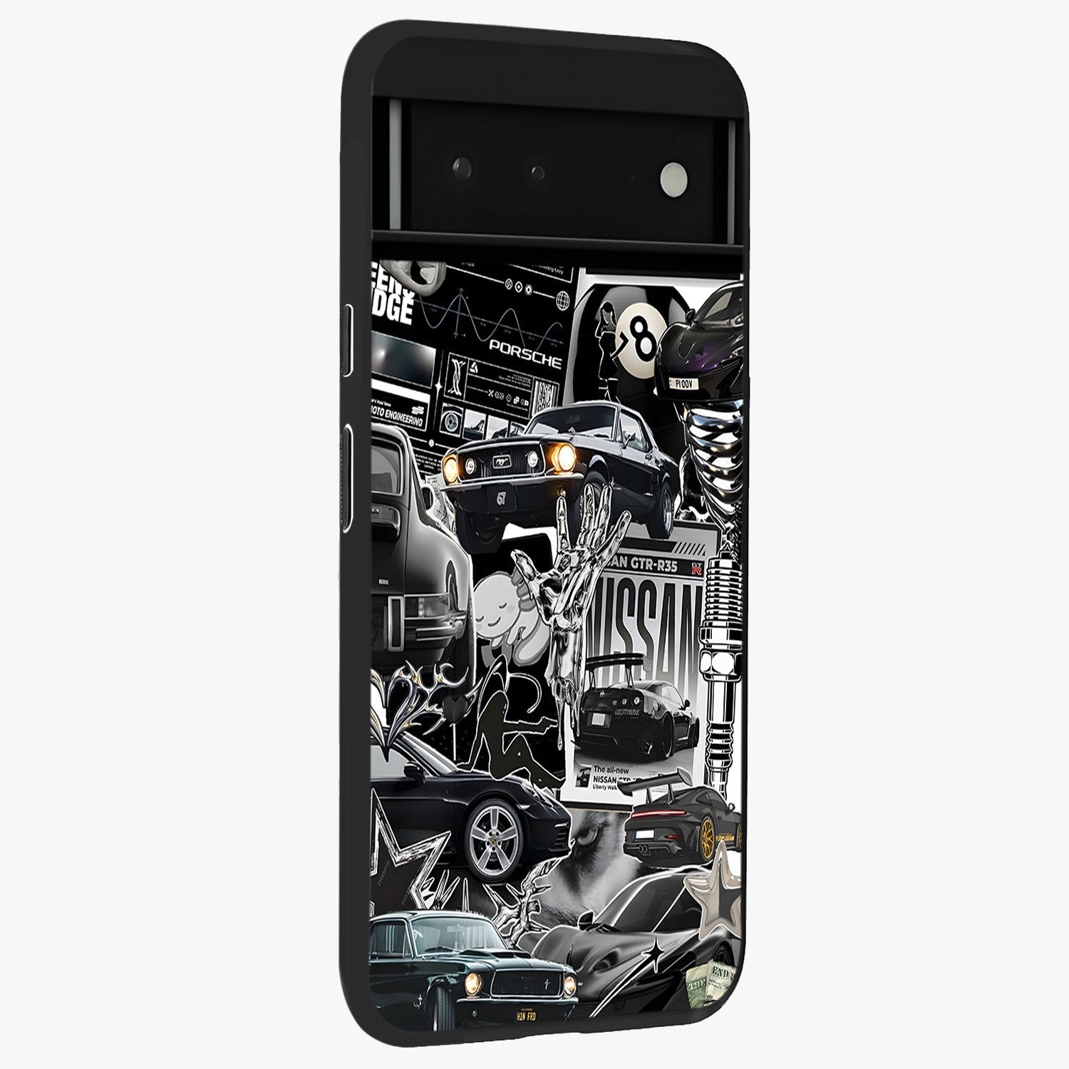 Aesthetic Dark Love Glass Case upright view showcasing dramatic romantic artwork with modern aesthetic style.