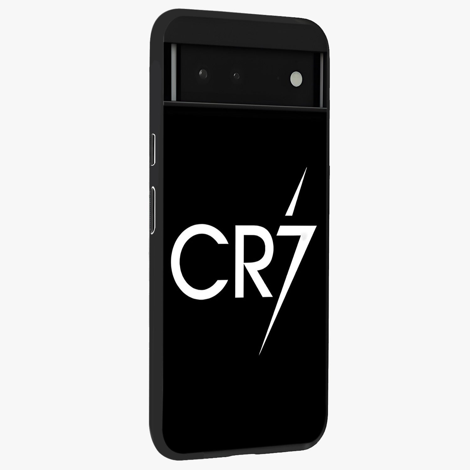 Cr7 Elite Strike Glass Case upright view showcasing energetic football inspired design with modern sports aesthetic.