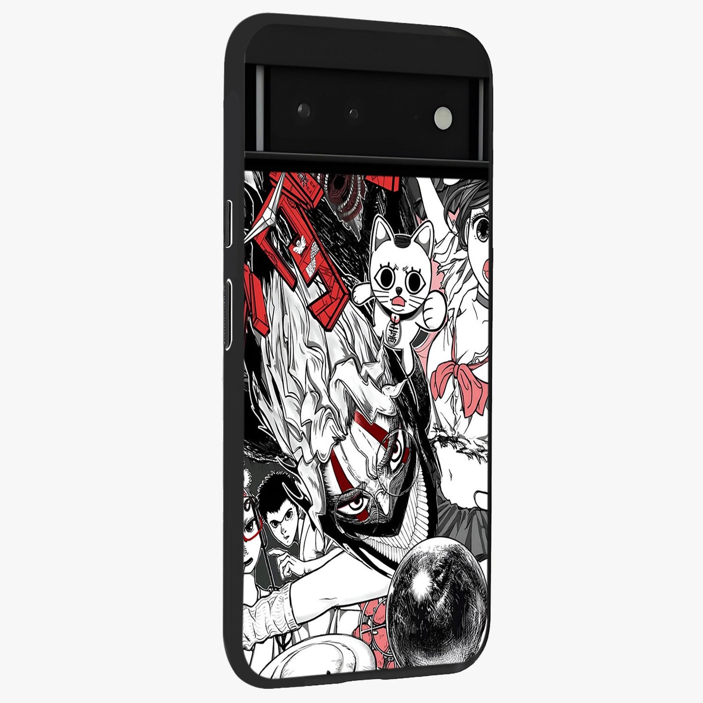 Crimson Chaos Panel Glass Case upright view showcasing intense crimson artwork with dramatic aesthetic style.