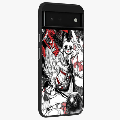 Crimson Chaos Panel Glass Case upright view showcasing intense crimson artwork with dramatic aesthetic style.