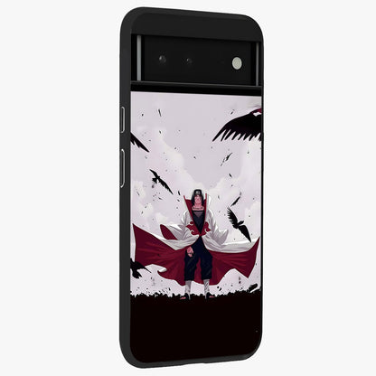 Crimson Crow Ascension Glass Case upright view showcasing dramatic crow artwork with bold gothic theme.