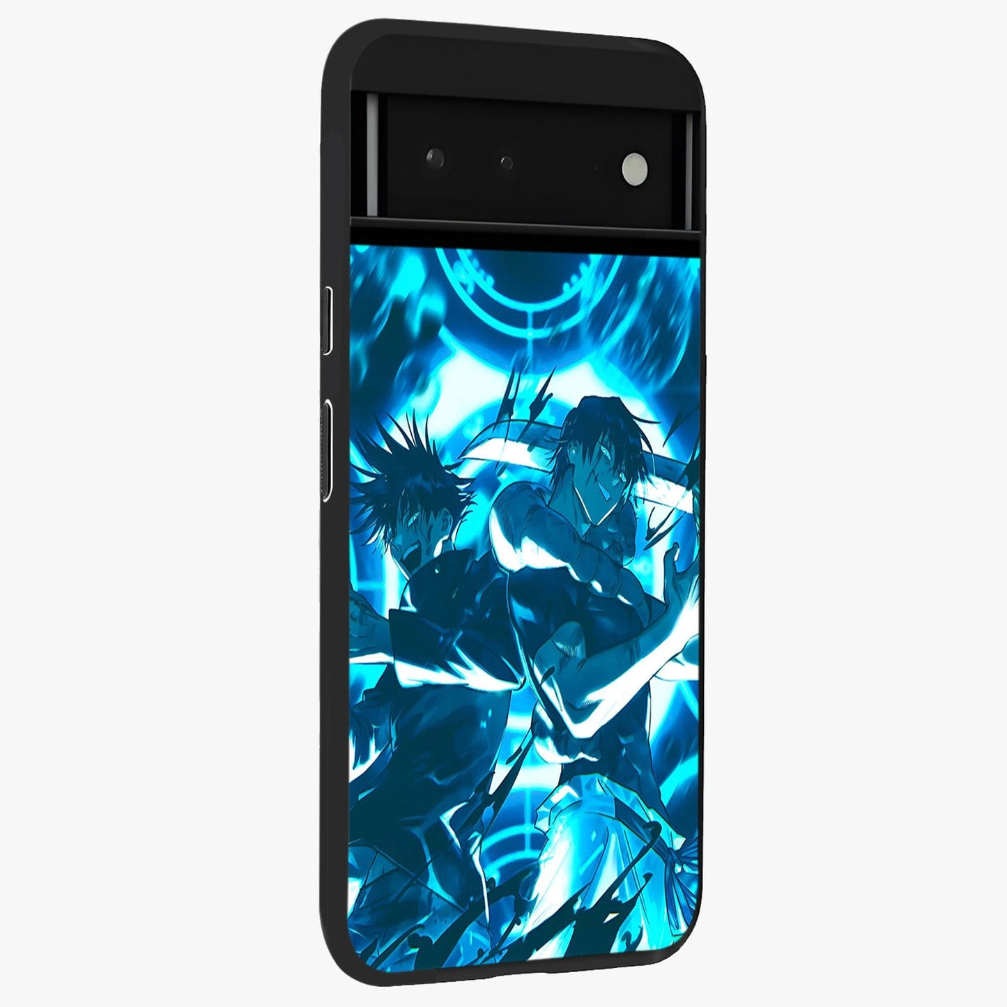 Cursed Energy Clash Glass Case upright view showcasing dramatic clash artwork with bold supernatural theme.