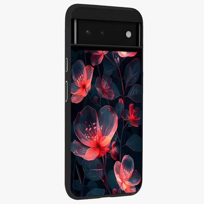 Dark Shade of Flower Glass Case upright view showcasing delicate flower artwork with rich dark floral theme.