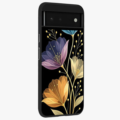 Delicate Multicolor Flowers Glass Case upright view showcasing delicate floral artwork with bright botanical theme.