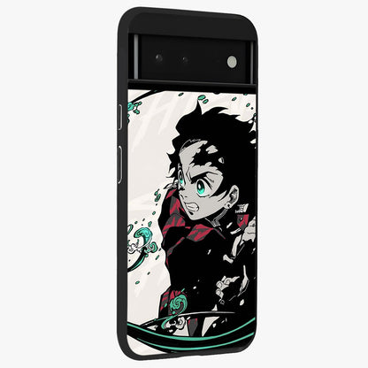 Demon Slayer Glass Case upright view showcasing powerful anime artwork with intense warrior theme.