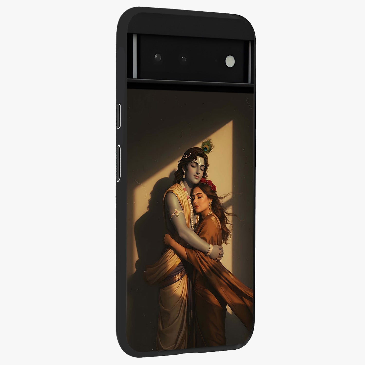 Divine Eternal Love Glass Case upright view showcasing graceful spiritual artwork with eternal love theme.