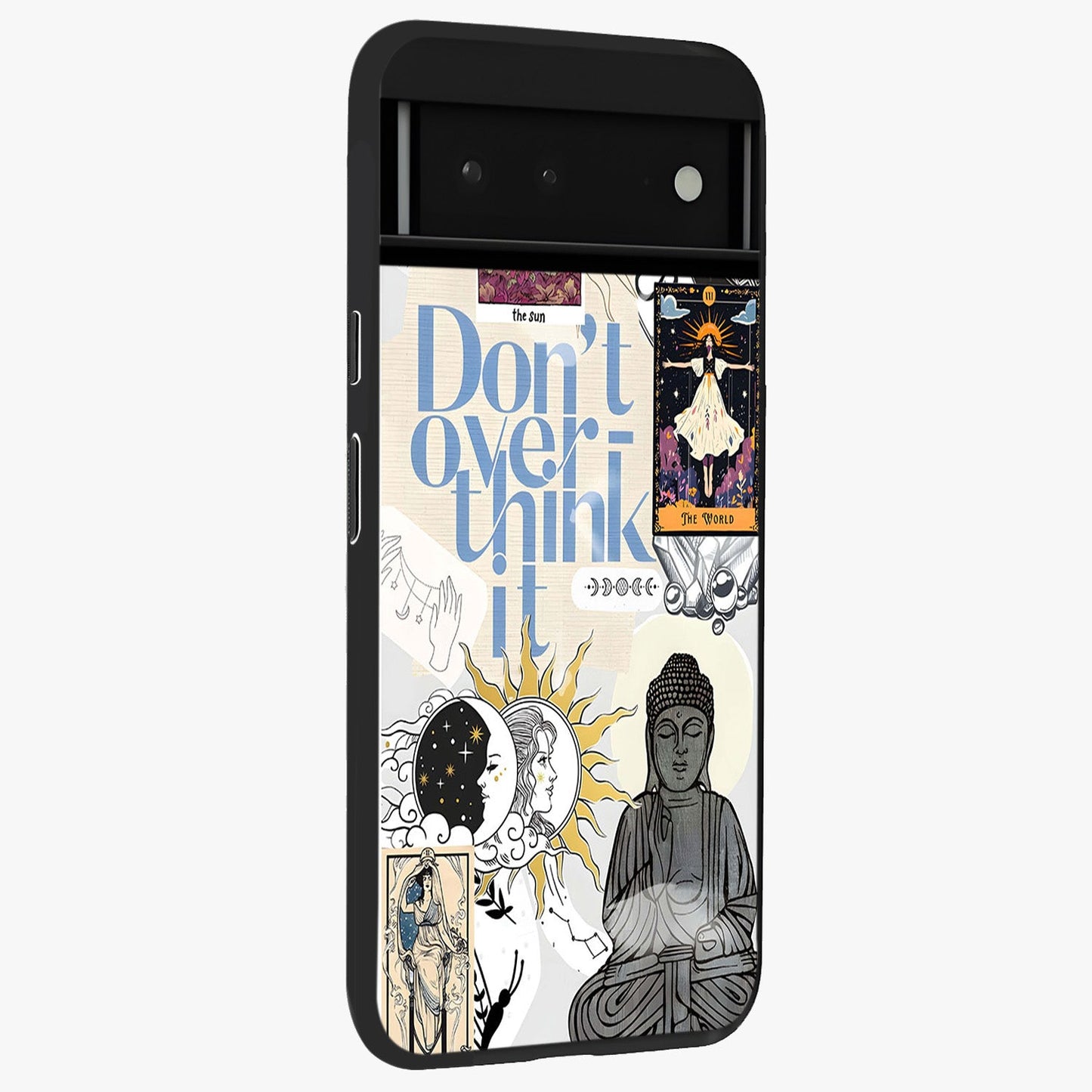 Ethereal Thoughts Glass Case upright view showcasing delicate artistic composition with peaceful dreamy theme.