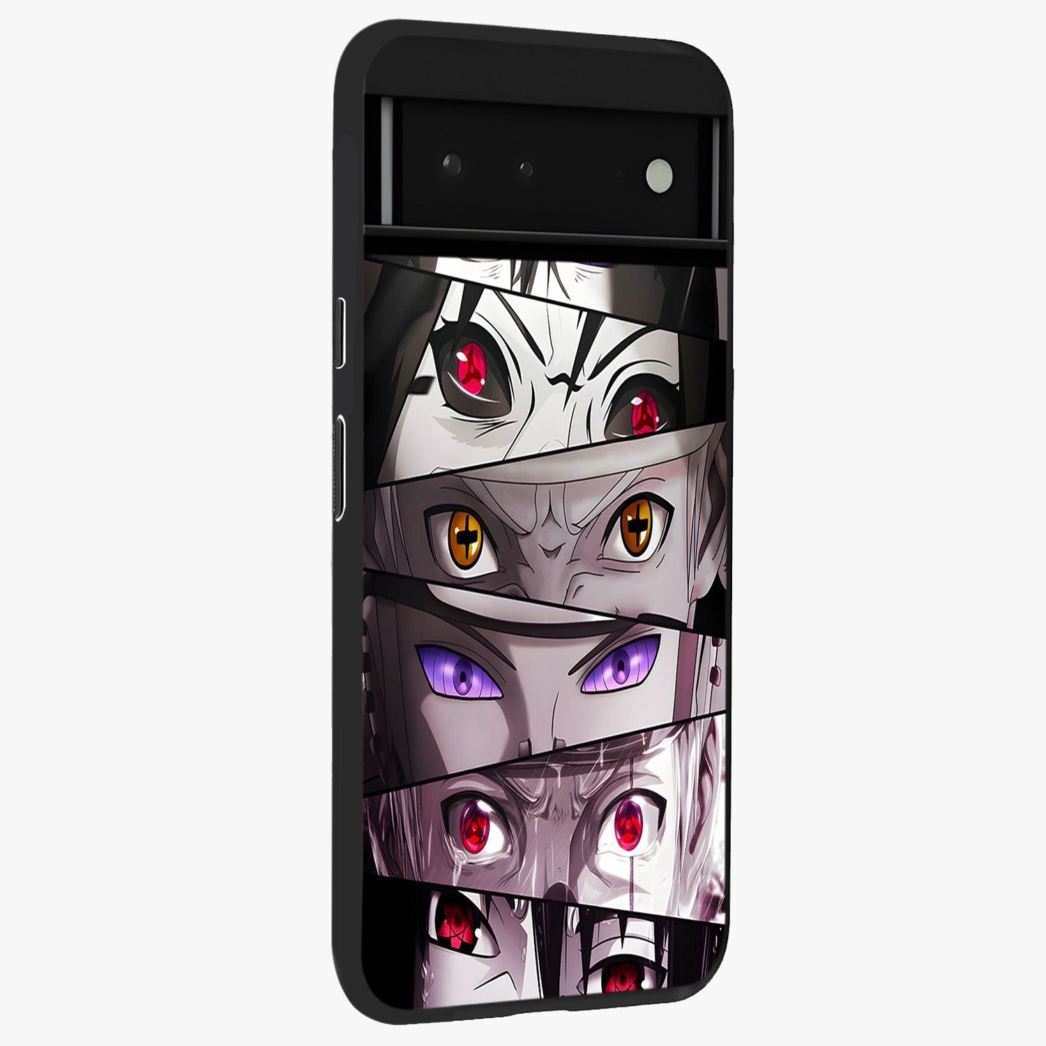 Eyes of Destiny Glass Case upright view showcasing symbolic eye artwork with dramatic artistic theme.