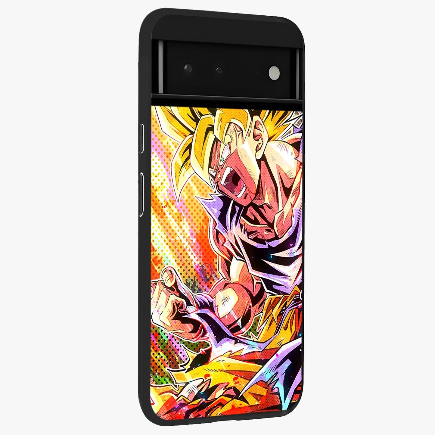 Firing Goku Glass Case upright view showcasing energetic anime artwork with bold warrior theme.